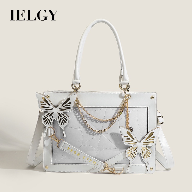 IELGY กระเป๋าโท้ตพิเศษพร้อมผีเสื้อรูปแบบสุภาพสตรีหนึ่งไหล่แนวทแยง Lolita Gothic Spider Web Dark Seri
