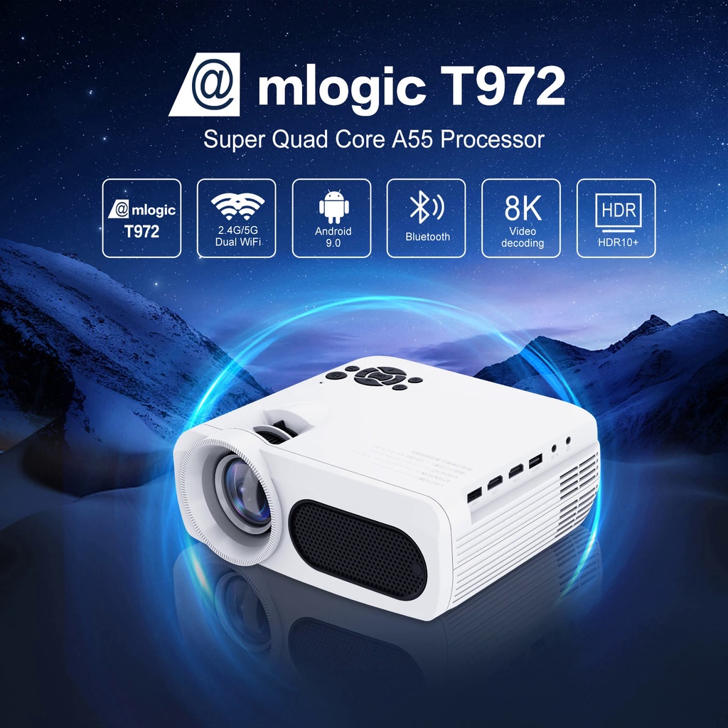 Q96 M7 โปรเจคเตอร์ BT LED 1920x1080P 300 ANSI 5G 4G WIFI เข้ากันได้กับ 8K Amlogic T972 Android 9.0