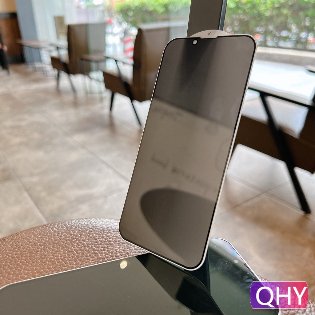 Qhy - สําหรับ iPhone 16 15 14 12 7 8 11 Pro Max 13 Mini Plus XS XR 9H กระจกนิรภัยป้องกันหน้าจอพร้อมแผ่นป้องกันด้านหลังแอบดูขโมยเคลือบป้องกันลายนิ้วมือ
