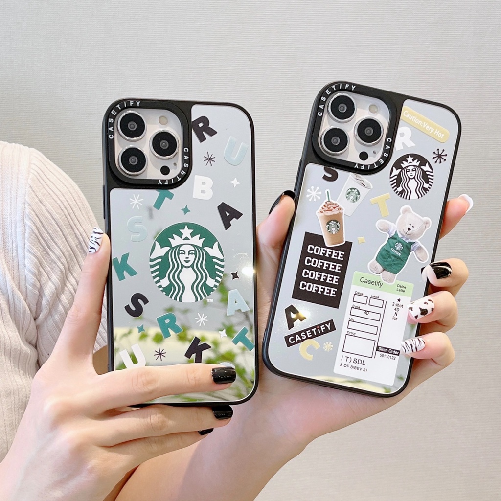 Casetifyยี่ห้อStarbucksอย่างเป็นทางการกระจกเคสโทรศัพท์พร้อมกล่องสําหรับiPhone 14 15 16 Pro max 14 15