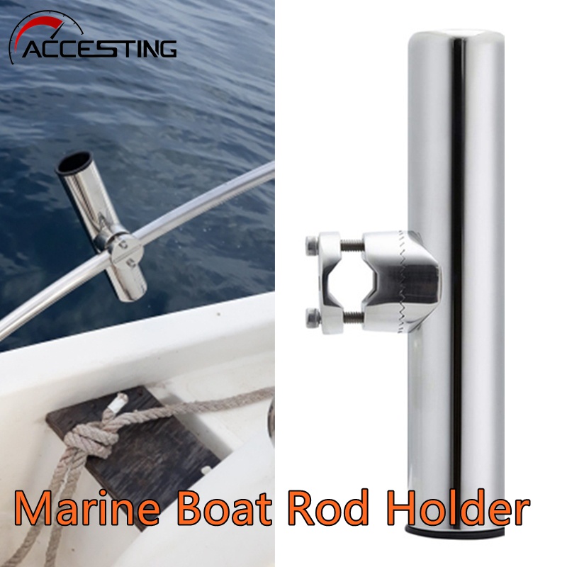 1pcs Marine เรือ Rod ผู้ถือ 316 สแตนเลสผู้ถือเบ็ดตกปลา Tackle Clamp บน Rail Mount 7/8 ถึง 1 ตกปลา Pole Stand Bracket
