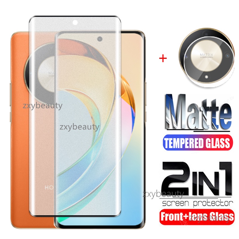2in1 Honor X9B X9C X9A 5G 2024 โค้ง Matte Screen Protector ป้องกันลายนิ้วมือ Frosted กระจกนิรภัยกล้องฟิล์มสําหรับ HonorX9B HonorX9C HonorX9A BC ฟิล์มป้องกัน