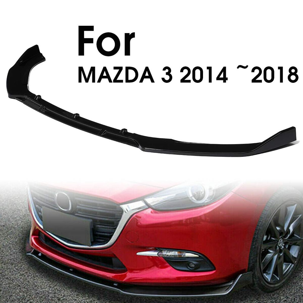 ฝาครอบกันชนหน้ารถยนต์ สีดํามันวาว สําหรับ MAZDA 3 axela 2014 2018 3 ชิ้น