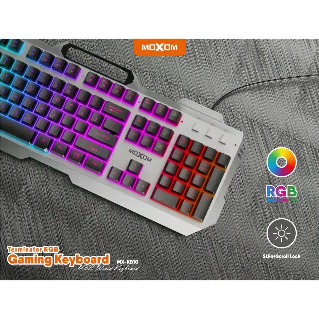MOXOM MX-KB10 RGB Terminator RGB คีย์บอร์ดเกมคีย์บอร์ดแบบมีสาย USB