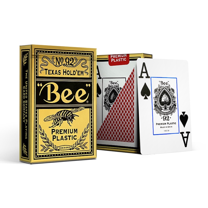 Bee การ์ดเล่นพลาสติกระดับพรีเมียม Jumbo Index Deck กันน้ํา USPCC Poker Collection การ์ดเกม