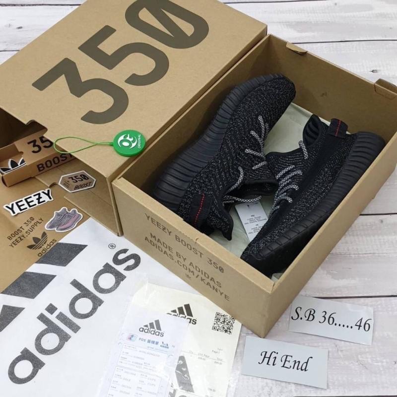 Adidas yeezy boost 350 V2 สีดำทึบ รองเท้า free shipping