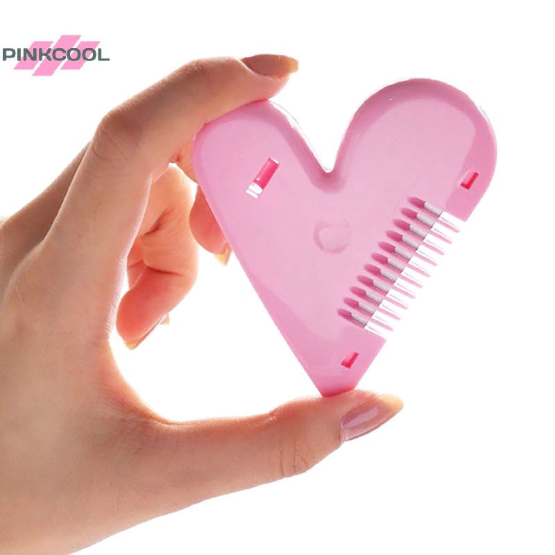 Pinkcool ใหม่ หวีตัดผม รูปหัวใจ ขนาดเล็ก สีชมพู พร้อมใบมีด HOT