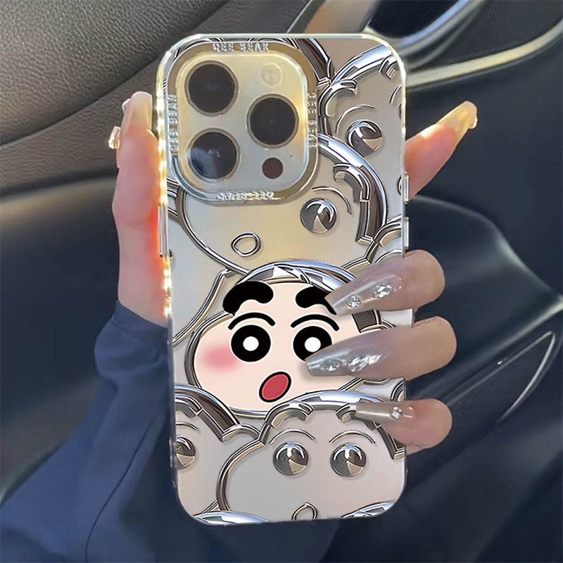 เคสไอโฟน 15/14/13/12/11 Pro max น่ารัก anime crayon shin-chan เงิน Compatible Case iPhone 11,12,13,14,15,16,11PM,12PM,13PM,14PM,15PM,16PM,16Plus,X/Xs, XR,7 +,8Plus