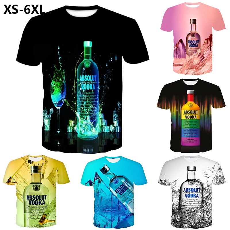 ฤดูร้อน Casual เสื้อยืดผู้ชายวิสกี้ 3D Graph พิมพ์ Tshirt O-คอสั้นเสื้อแขนสั้น Y2k ผู้ชายและผู้หญิงแ