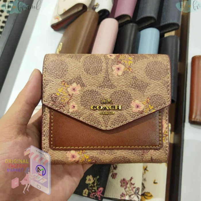 Coach Wallet 67246 Small Wallet Signature Canvas With Floral Bow