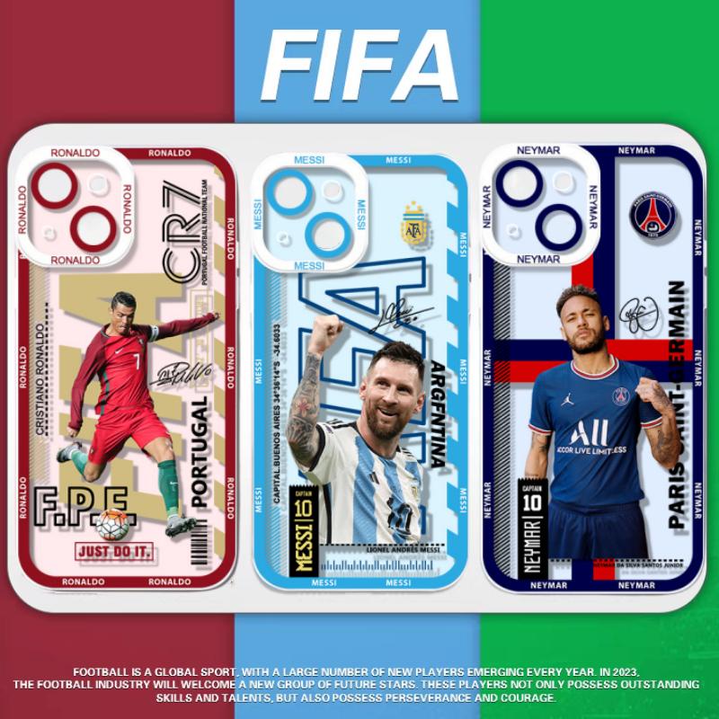 เคสโทรศัพท์มือถือแบบนิ่ม TPU ใส กันกระแทก ลายนักฟุตบอล Messi Cristiano Ronaldo Neymar Kai Havertz สําหรับ IPhone 15 Plus 11 Pro Max 6 6S 7 8 Plus X XS