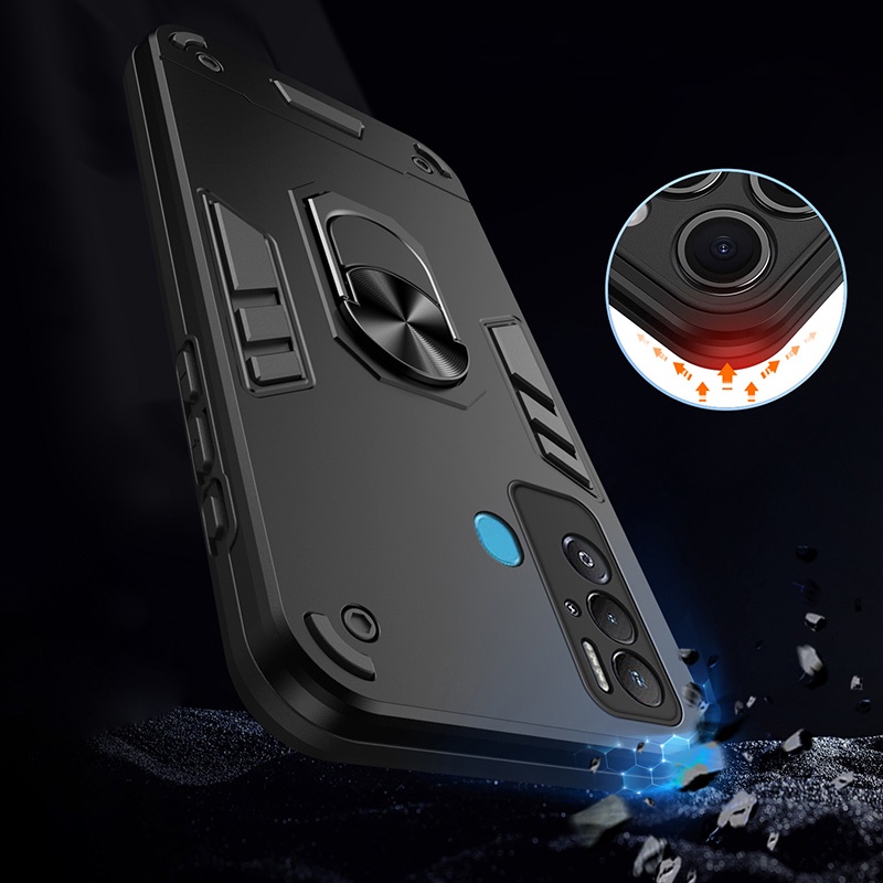 เคสเกราะไฮบริด กันกระแทก พร้อมแหวนขาตั้ง สําหรับ Tecno Pova Neo LE6 LE6h