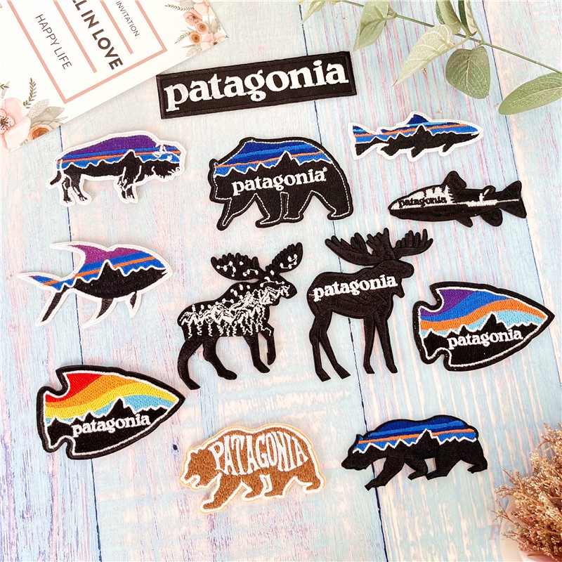 ♥ แผ่นแพทช์เหล็ก ลายสัตว์ป่า Patagonia ♥ แผ่นแพทช์รีดติดเสื้อ รูปกวาง ปลา หมี DIY สําหรับตกแต่งเสื้อผ้า 1 ชิ้น