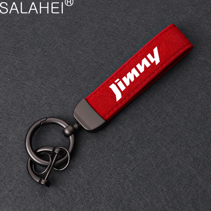 รถ-styling พวงกุญแจหนังนิ่มหนัง Key แหวน Charm สําหรับ Suzuki Jimny jb74 jb43 พร้อมหัวเข็มขัดเกือกม้าอุปกรณ์เสริมอัตโนมัติ