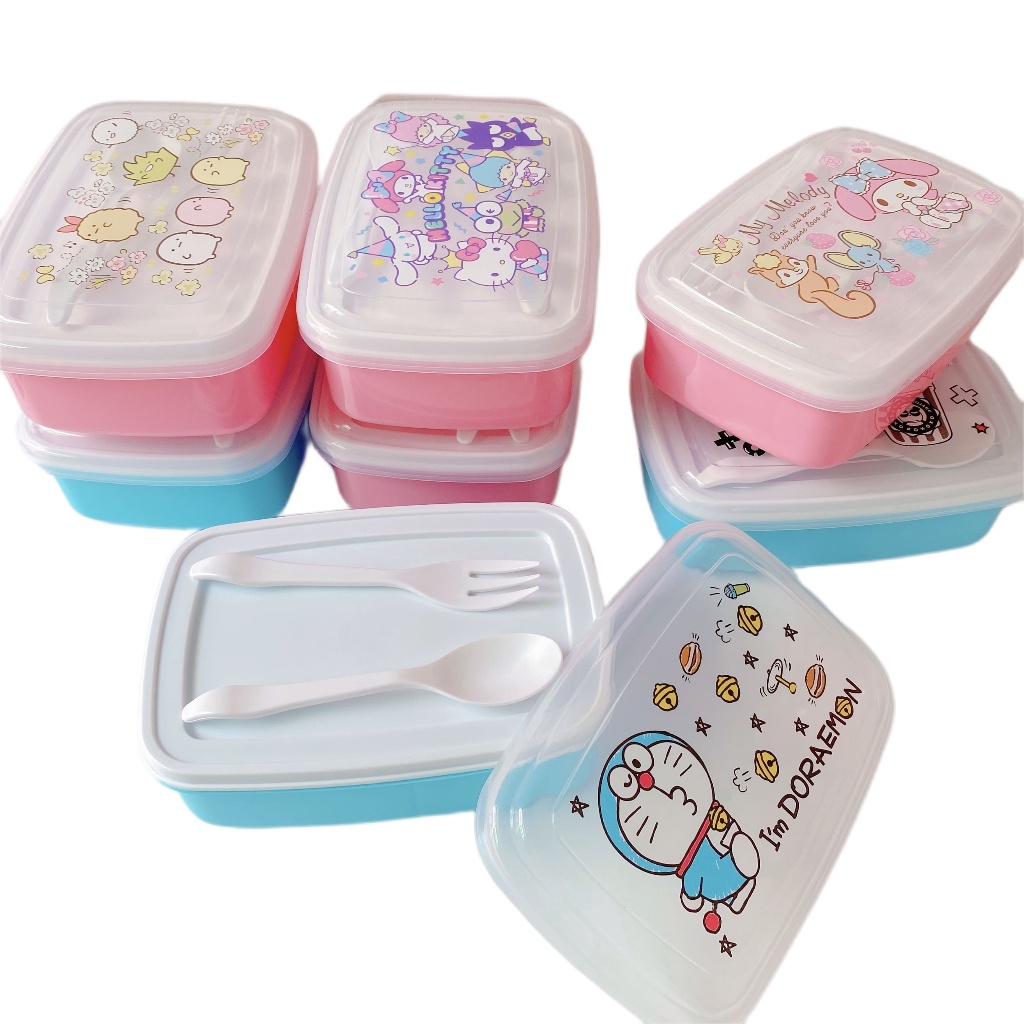 กล่องข้าว กล่องอาหาร 2 ช่อง (650 ml) พร้อมช้อนส้อม