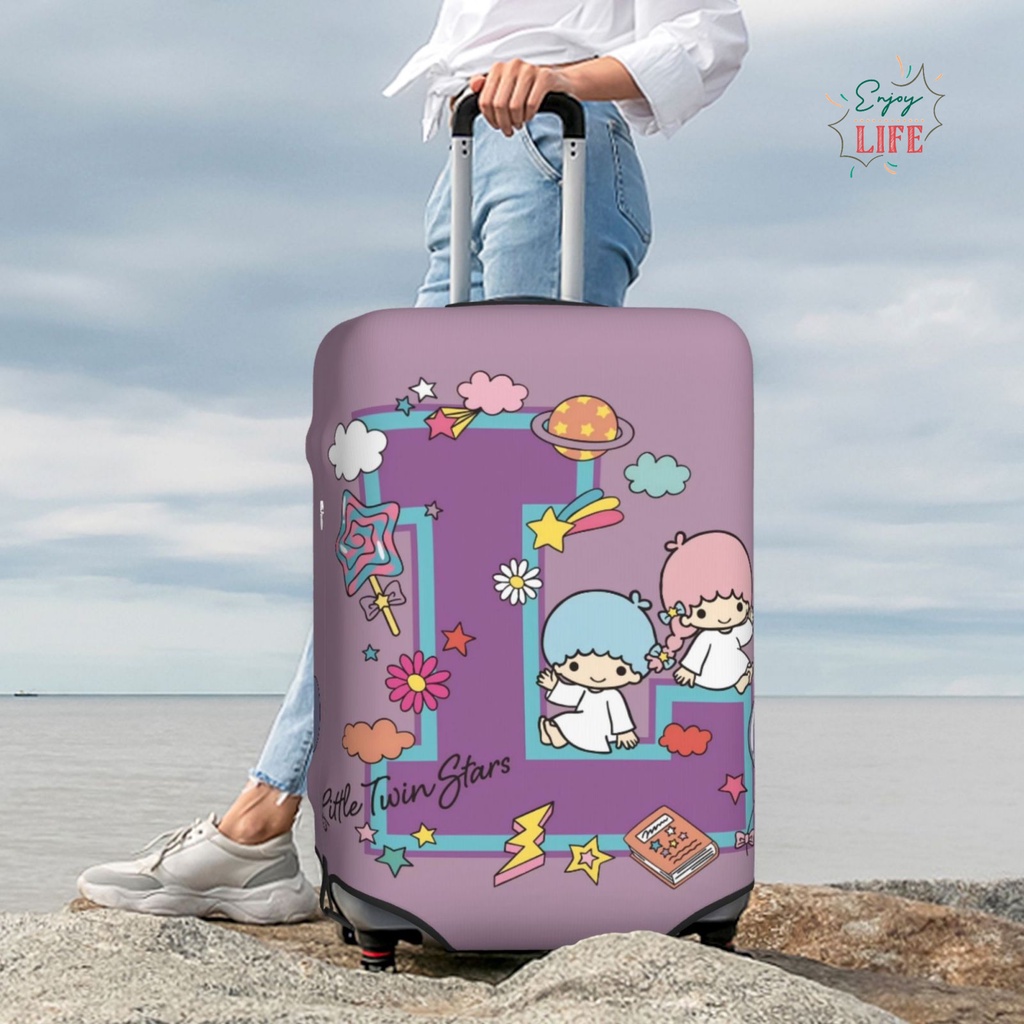 Letter Sanrio Hello Kitty Travel กระเป๋าเดินทาง Protector ยืดหยุ่นป้องกันล้างทําความสะอาดได้กระเป๋าเดินทางเหมาะสําหรับ 18-32 นิ้ว 0049 อะนิเมะของขวัญ
