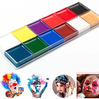 COD สีเพ้นท์หน้า ชุดจิตรกรรม 12 สี สีเพ้นท์หน้าปาร์ตี้แฟนซี ภาพวาดสีน้ำมันถาดสำหรับการแต่งหน้า