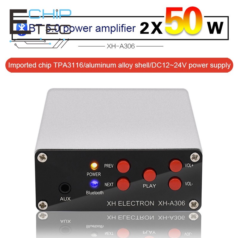 1pcs TPA3116D2 DC 12-24V มินิบลูทูธโมดูล XH-A306 2*50W บลูทูธ 5.0 ดิจิตอลเครื่องขยายเสียง