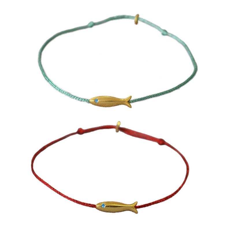 Fine 2 ชิ้นน่ารักทองปลา Anklets Redness สีฟ้าเชือก Anklets Elegant ขาเท้าเครื่องประดับฤดูร้อน Access