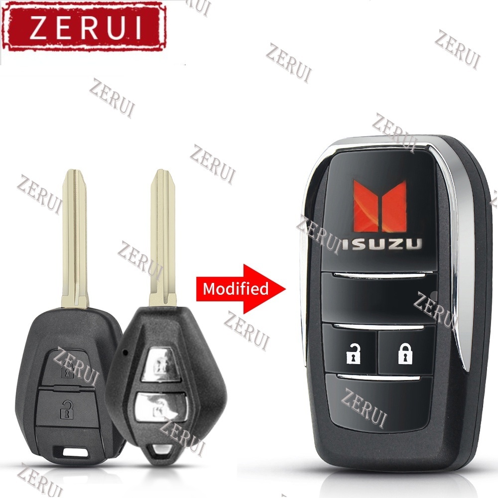Zr อะไหล่ฝาครอบกุญแจรถยนต์ 2 ปุ่ม พร้อมโลโก้ สําหรับ Isuzu dmax mux