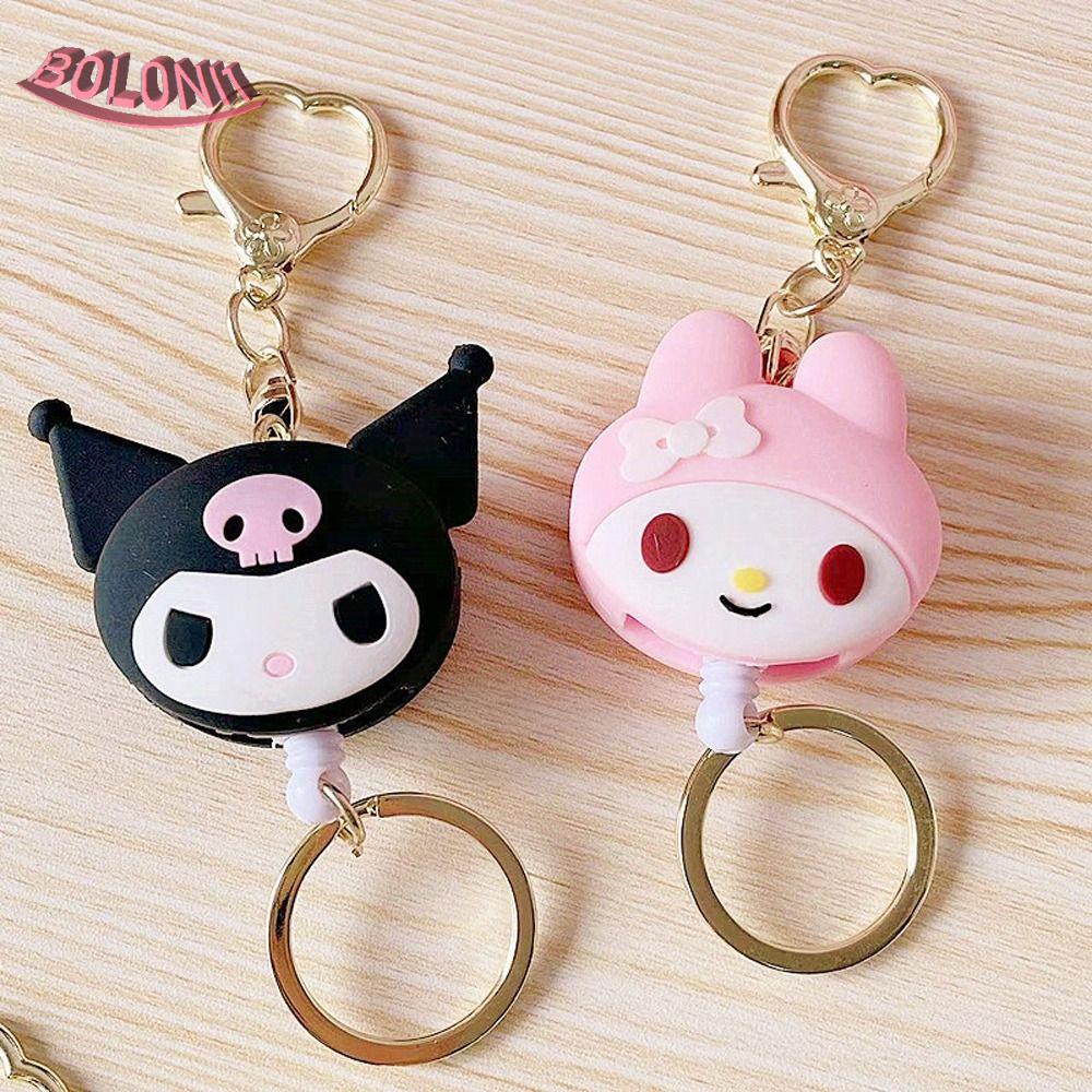 Bo พวงกุญแจเกาหลี ดึงง่าย สําหรับผู้หญิง น่ารัก Kuromi Melody Dog Kitty Cat กบ เพนกวิน เด็ก พวงกุญแจ
