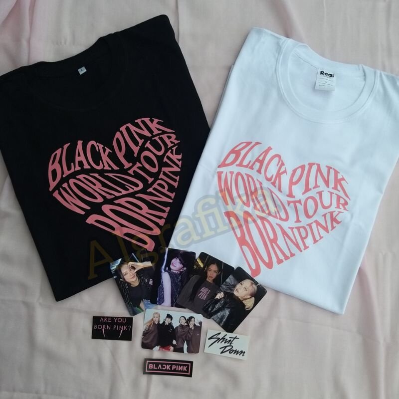oversize T-shirt เสื้อยืด พิมพ์ลาย Blackpink BORN PINK WORLD TOUR 2024 KPOP JISOO LISA S-5XL