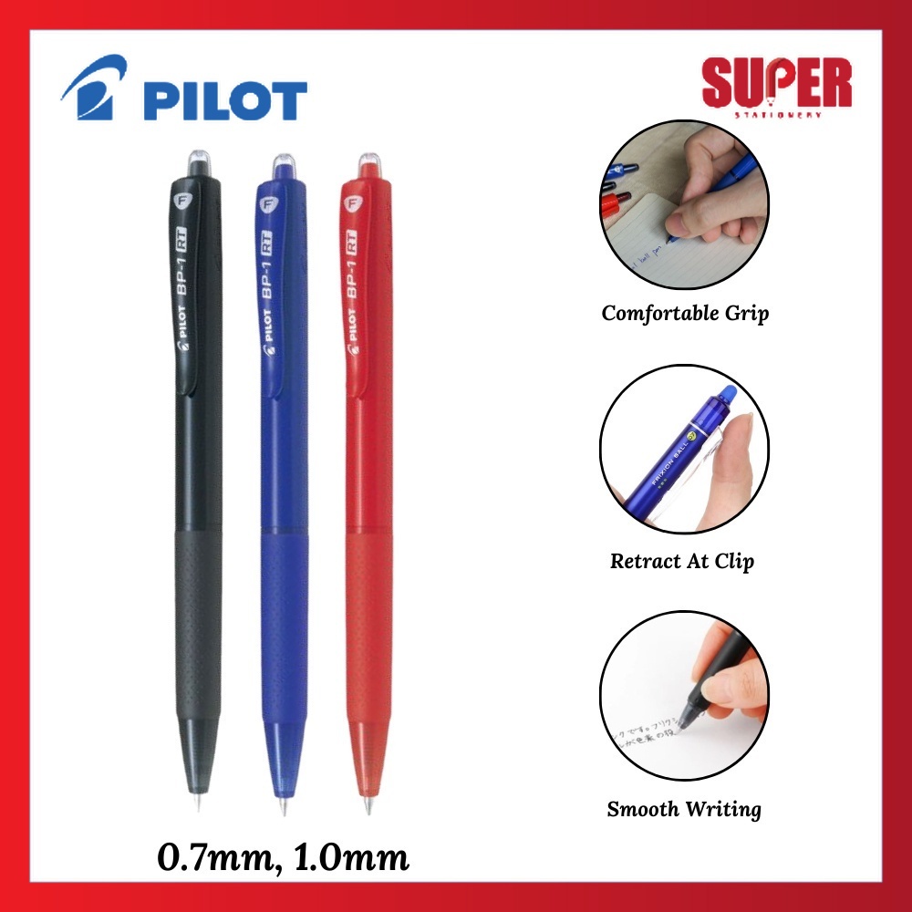 [เครื่องเขียนสุดๆ] Pilot BP-1RT Pen Mata Bola/ Ball Pen 0.7mm/ 1.0mm Ball Pen Black/ Blue Fine/ Medi