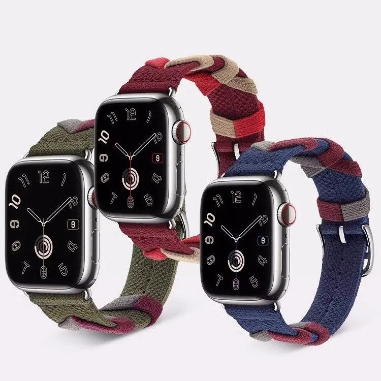 สายนาฬิกาข้อมือไนล่อน ระบายอากาศ สองสี สําหรับ Apple iwatch9 8 H Home Emma applewatch7
