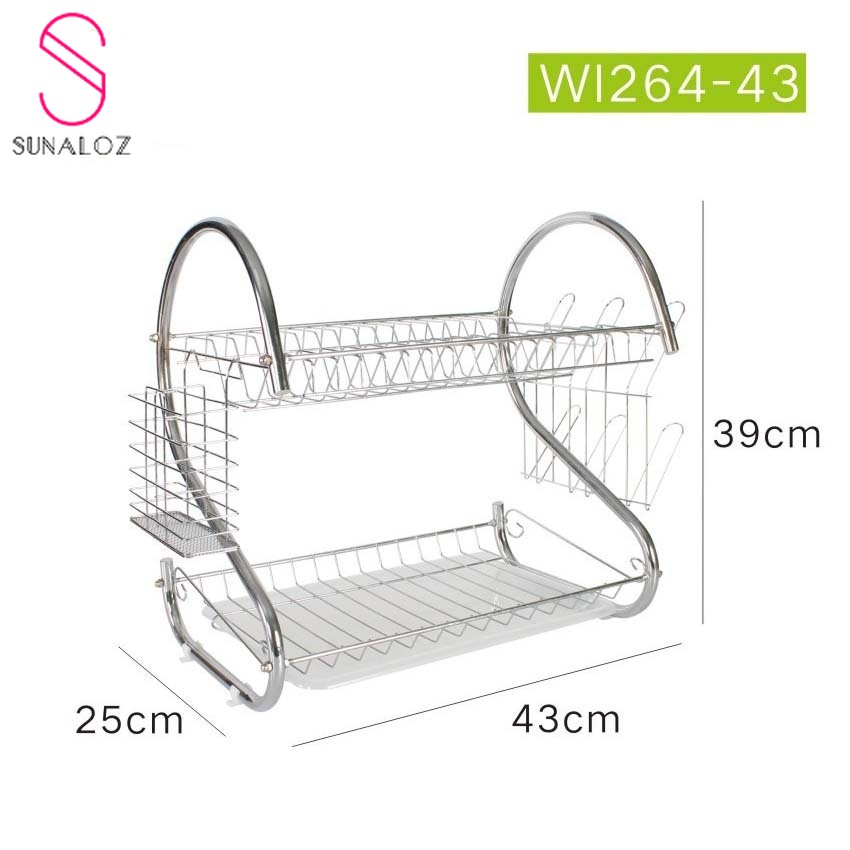 SUNALOZ-ชั้นวางจาน 2ชั้น 43x25x39 ซม.วางช้อนส้อม ที่คว่ำจาน  ตะแกรงระบายน้ำ ชั้นวางของในครัว  ME-K1-