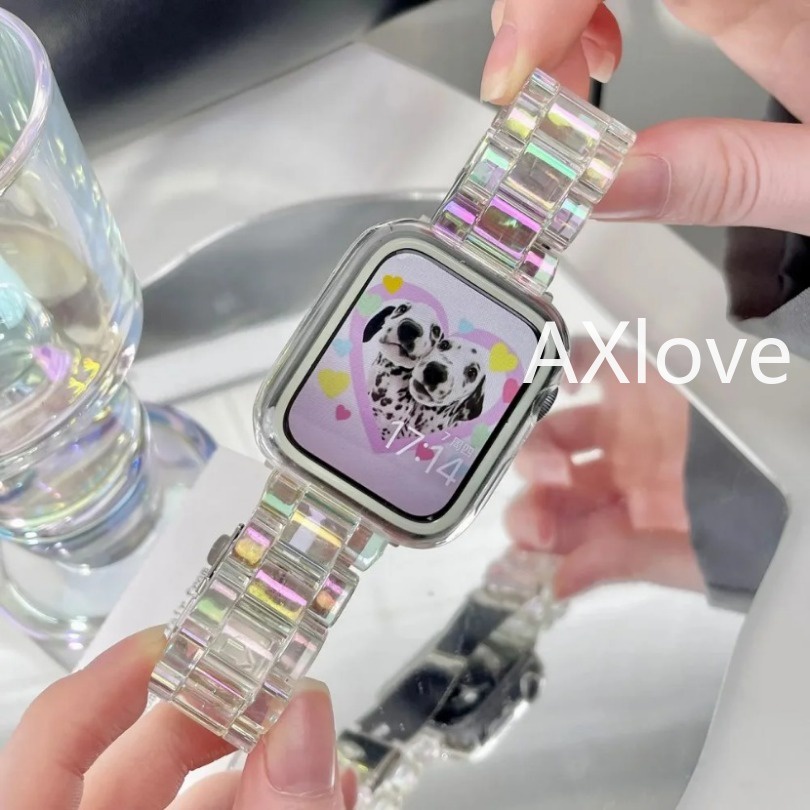 สายนาฬิกาข้อมือเรซิ่นใส เรืองแสง สําหรับ Apple Watch Ultra 2 49 มม. 9 41 มม. 45 มม. 38 มม. 40 มม. 42 มม. 44 มม. iWatch Series 7 8 6 SE 5