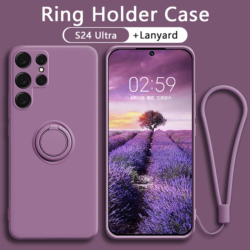 เคส Samsung S24 Ultra S24 Plus โทรศัพท์มือถือซิลิโคนกันกระแทกพร้อมแหวนแม่เหล็กสําหรับ
