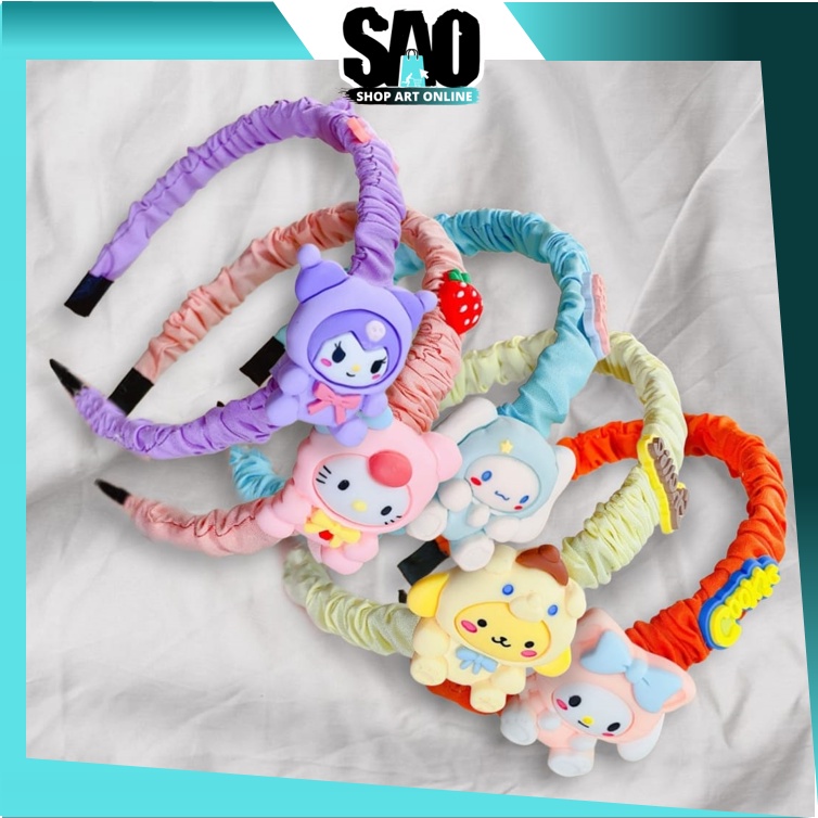 SAO - F6103 ที่คาดผมเด็กผู้หญิงมีสไตล์ / เด็กผู้หญิงลายย่น / ที่คาดผม Sanrio Scrunchie / ที่คาดผมแฟช