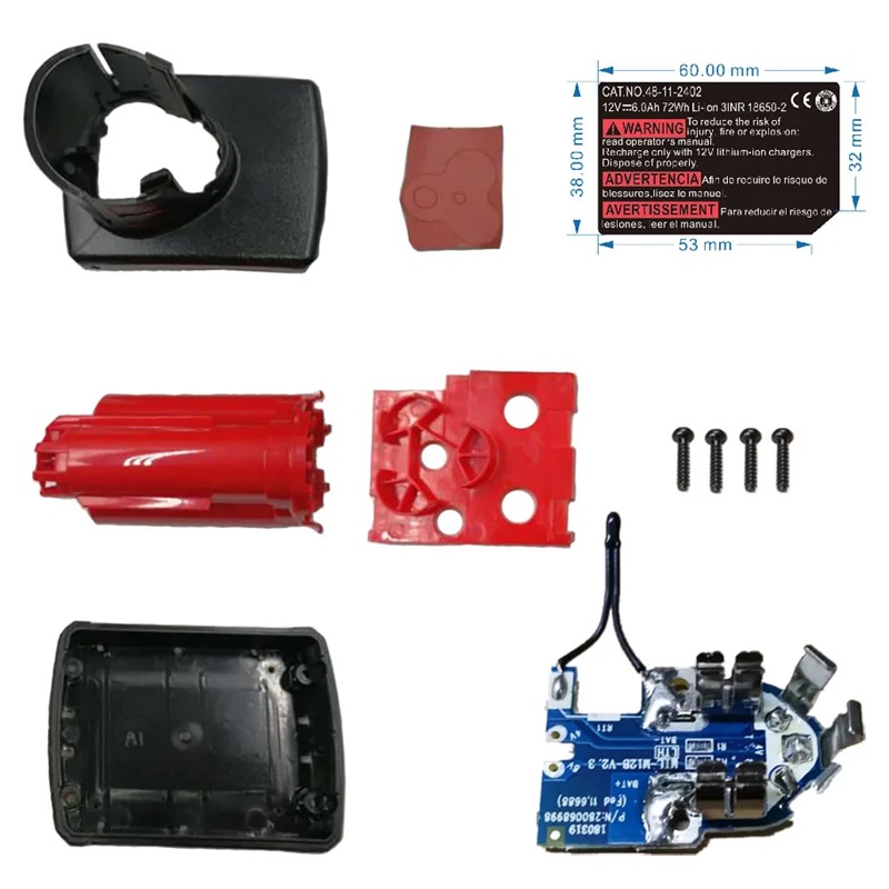 12V Li-Ion แบตเตอรี่พลาสติก PCB ป้องกันแผงวงจรป้ายแท็กสําหรับ Milwaukee 12V Li-Ion แบตเตอรี่กล่อง 6A