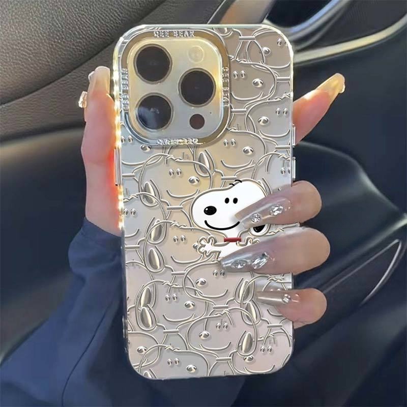 เคสไอโฟน 16/15/14/13/12/11 Pro max anime Snoopy กันกระแทก เงิน Compatible Case iPhone 11,12,13,14,15,16,11PM,12PM,13PM,14PM,15PM,16PM