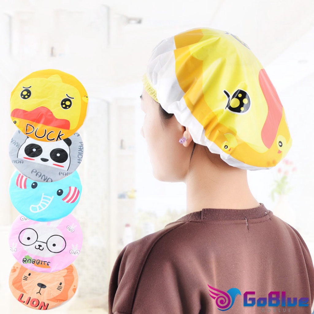 GoBlue หมวกคลุมผมอาบน้ำ กันน้ำ ลายการ์ตูนน่ารัก   Shower Cap Kids