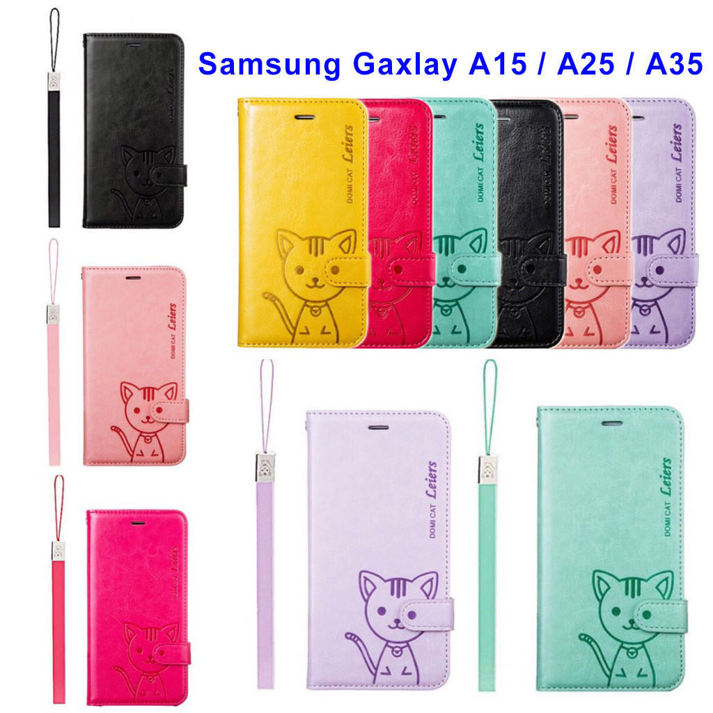 เคสฝาพับ ล็อค Case For Samsung Gaxlaxy A36 A56 A35 5G/A55/A25/A15/A05/A05S/A06/A16 เคส ฝาพับ ใส่บัตรได้ตั้งได้ Domicat