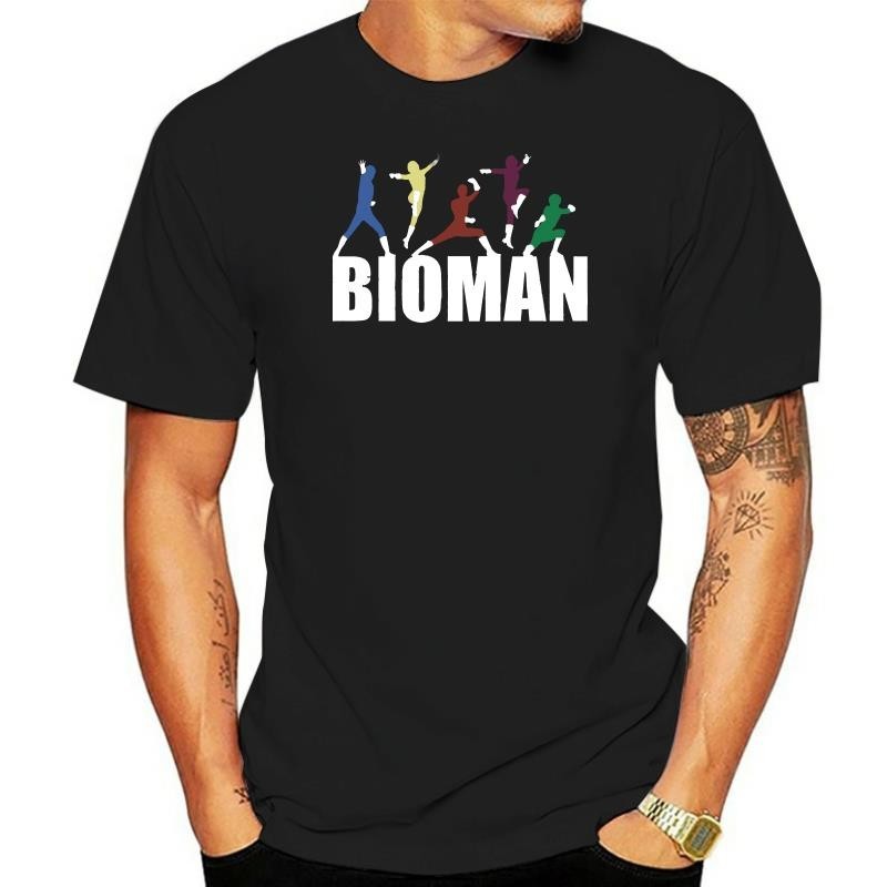 Men T Shirt bioman เสื้อยืดสีดํา เสื้อยืดชาย