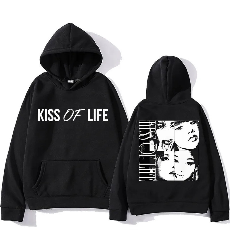Kiss of Life Midas Touch การพิมพ์สองด้าน Hooded Hip Hop เสื้อกันหนาวขนแกะแขนยาว Hip Hop เสื้อผ้า Mol