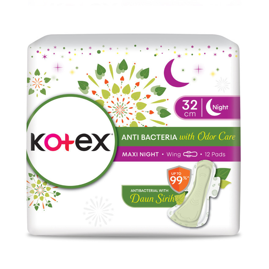 Kotex Anti-Bacteria Overnight Wing Pad With Odor Care 32cm x 12s Preethub