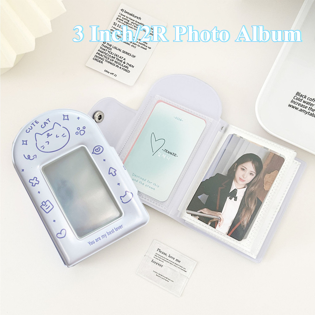อัลบั้มรูปแมวน่ารักแบบมีช่องใส่การ์ด 32 ช่องพร้อมตัวล็อค สไตล์เกาหลี 3 นิ้ว / 2R อัลบั้มเก็บการ์ดรูปไอดอล