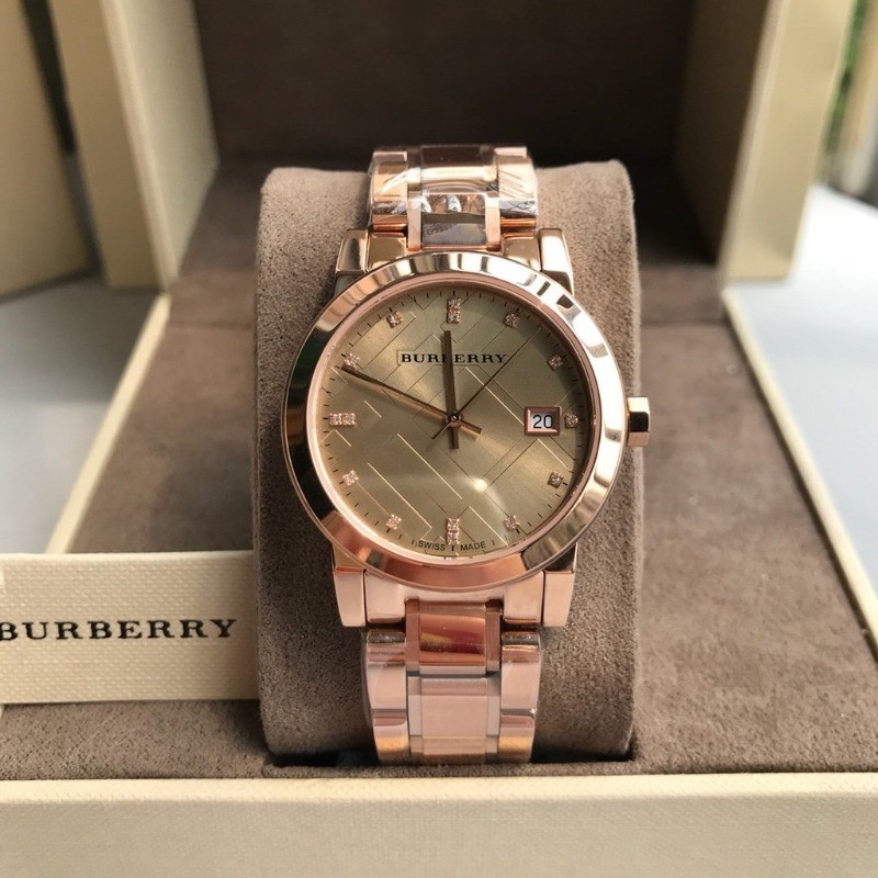 Burberry ของแท้100% BU9126 - 34 mm นาฬิกาแบรนด์เนมBU นาฬิกาผู้หญิงผู้ชาย สินค้าพร้อมจัดส่ง