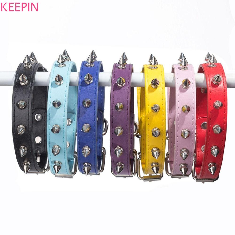 Keepin ปลอกคอสุนัขแมว, หนัง Cool Pet Spiked Studded Collars, สบายปรับสีสันประณีตสร้อยคอสัตว์เลี้ยงลูกสุนัข