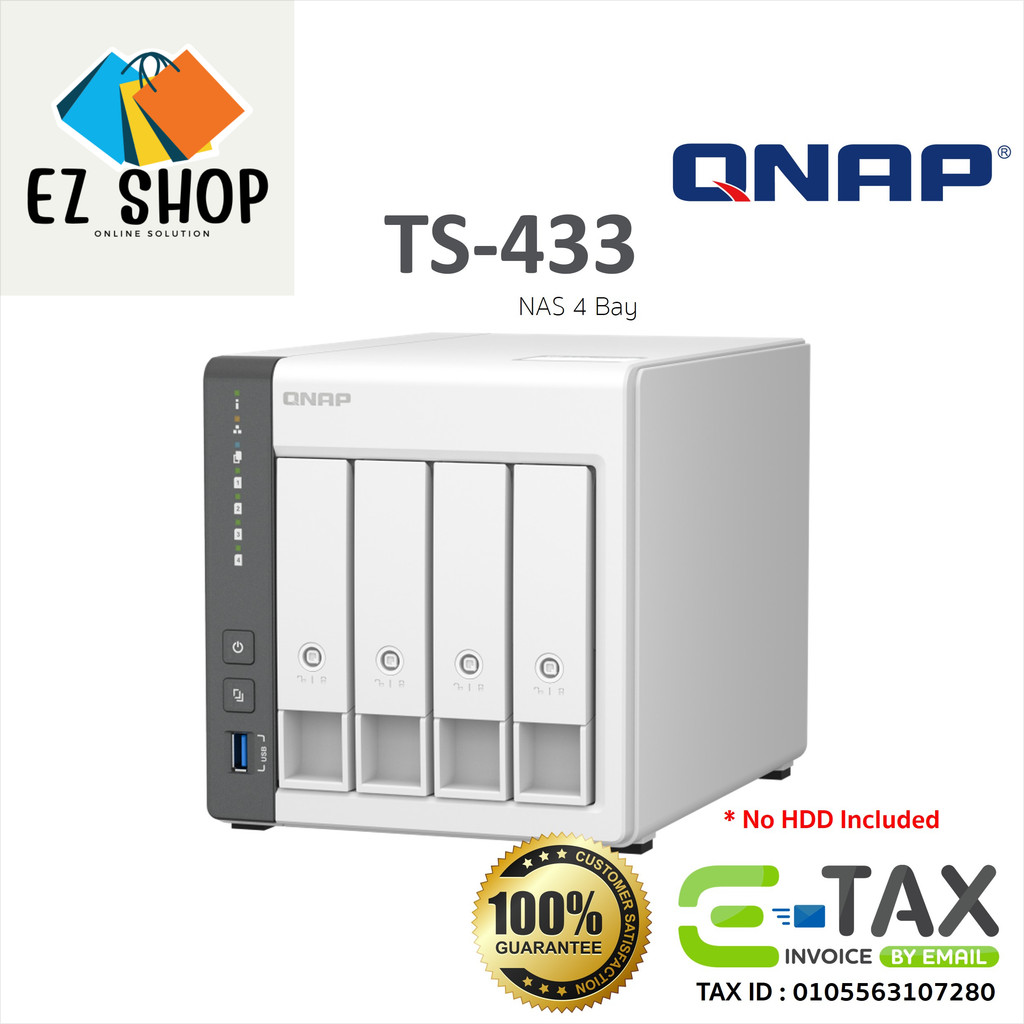 QNAP TS-433 NAS อุปกรณ์จัดเก็บข้อมูลบนเครือข่าย (HDD 4 BAY - ARM 4-CORE CORTEX-A55 - 4 GB) สินค้าประ