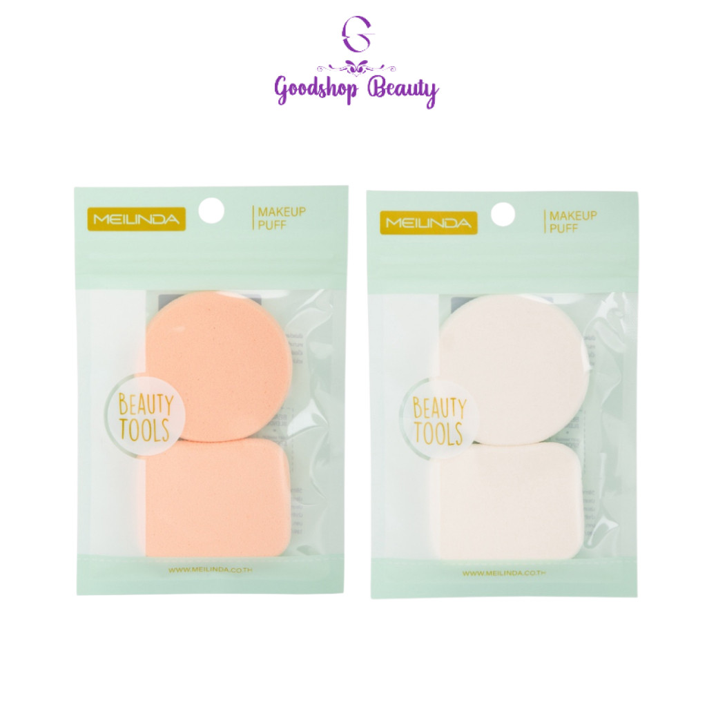MEILINDA  Dual Soft Powder Puff พัฟแต่งหน้า รุ่น แพ็คเดียว หรือคู่ เหลี่ยม กลม