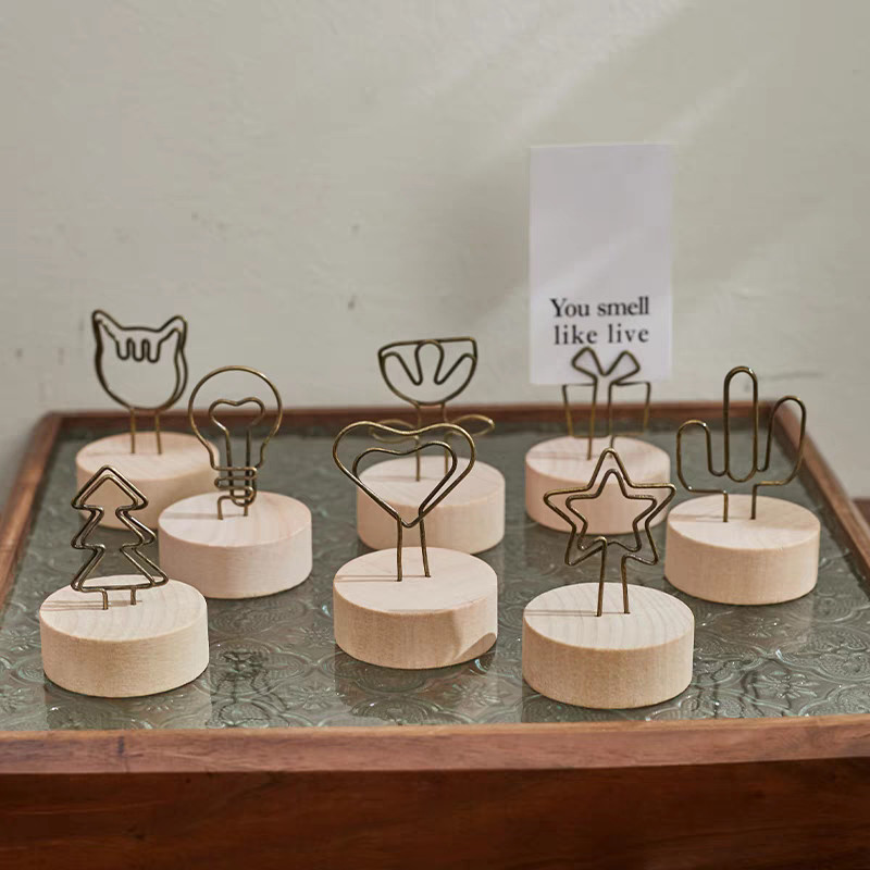 คลิปหนีบกระดาษโน๊ต คลิปหนีบรูปภาพ กระดาษโน้ต ฐานไม้ สำหรับตกแต่งบ้าน ตั้งโต๊ะ ออฟฟิศ - รูปที่ 5