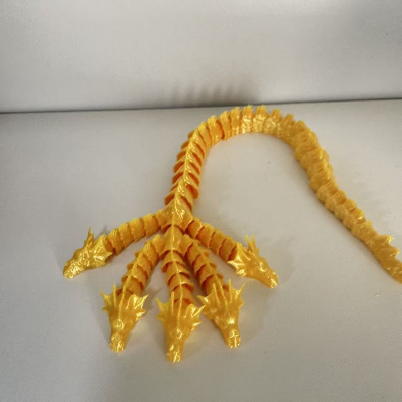 45เซนติเมตร3ง การพิมพ์ห้าหัวมังกรเจียวหลงเครื่องประดับ3ง การพิมพ์ห้าหัวมังกรเจียวหลงแบบบูรณาการร่วมที่สามารถเคลื่อนย้ายเครื่องประดับชุดอุปกรณ์ประกอบฉากที่มีสีสันเด็ก3ง พิมพ์ของเ