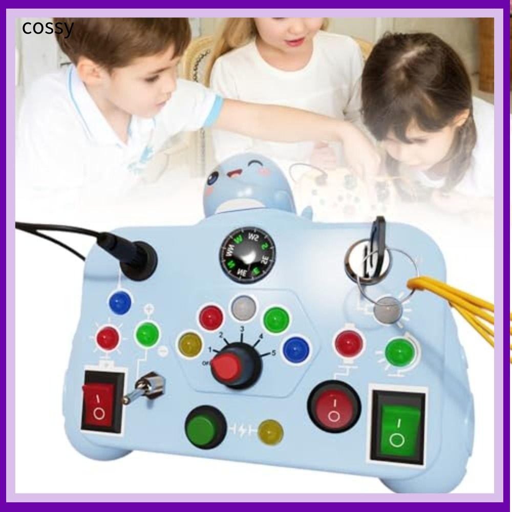 Cossy Busy Board Sensory ของเล่น, Montessori พร้อมไฟ LED Baby Sensory Board สวิทช์ของเล่น,การศึกษาก่อนวัยเรียนปุ่มสวิทช์ซ็อกเก็ตการศึกษา Interactive Board ของเล่นท่องเที่ยว