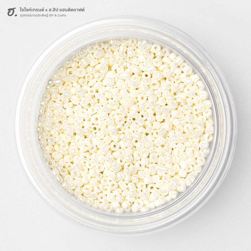 ลูกปัดเม็ดทราย ขนาด 2 มม. สีขาวงาช้าง Chiffon White