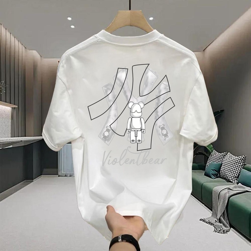 Basi💥พร้อมส่ง! เสื้อ oversize เสื้อผู้ชาย VIOLENTBEAR IYI ผาคอตตอน 100% เสื้อสตรีท เนื้อผ้าเกรดพรีเมียม คอกลม ใส่สบาย