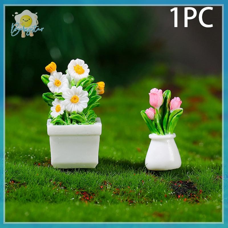 [InthehotT] 1pc จําลองใหม่ Dollhouse Miniature Mini กระถางดอกไม้กระถางสําหรับพืชสีเขียวในหม้อบ้านตุ๊กตาเฟอร์นิเจอร์ตกแต่งบ้าน [ใหม่]